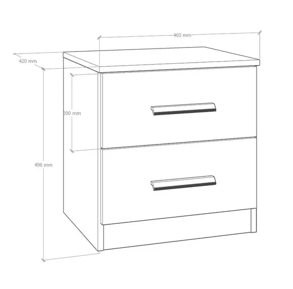 2-Drawer Bedside Table - Graphite Grey