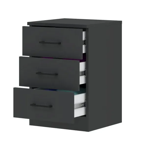3-Drawer Bedside Table - Anthracite