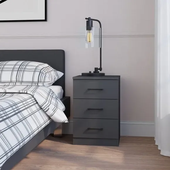 3-Drawer Bedside Table - Anthracite