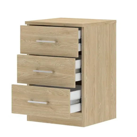 3-Drawer Bedside Table - Oak Effect