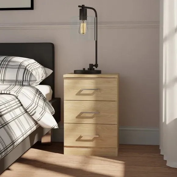 3-Drawer Bedside Table - Oak Effect
