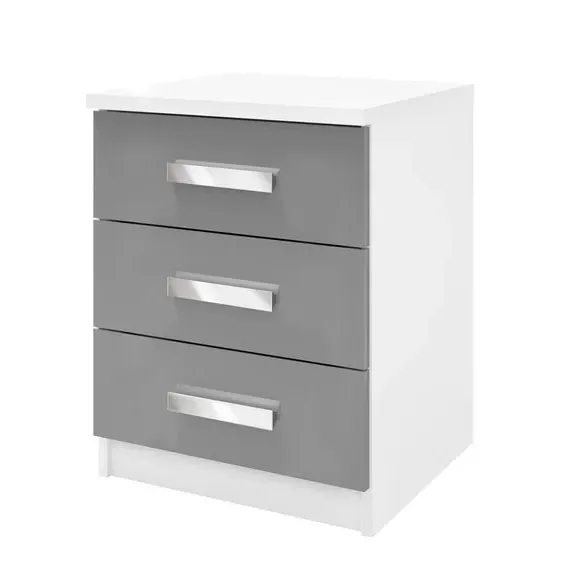 3-Drawer Bedside Table with Storage - Grey image
