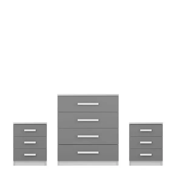 3-Piece Bedroom Furniture Set - Grey Gloss image