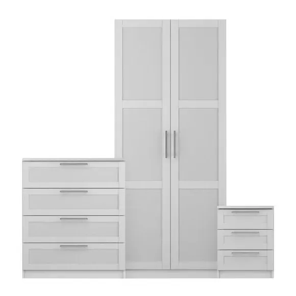 3-Piece Bedroom Set with Wardrobe - White image