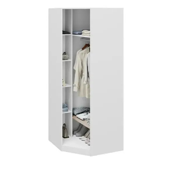 3-Piece Corner Wardrobe Set with Mirror - White