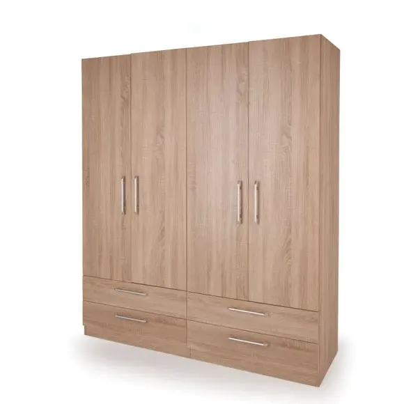 4 Door 4 Drawer Wardrobe - Natural, Oak image