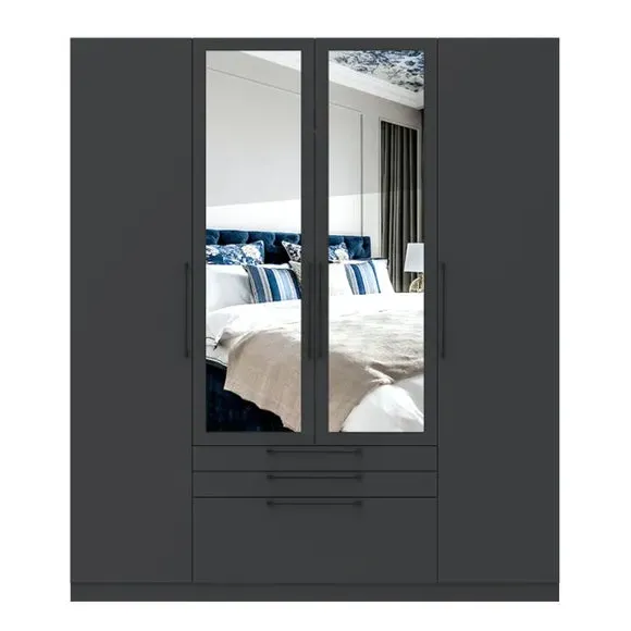 4-Door Wardrobe with 3 Drawers - Anthracite