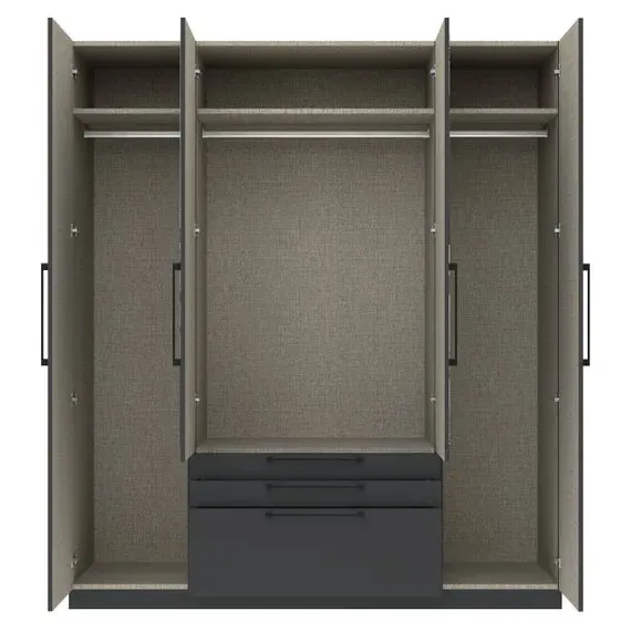 4-Door Wardrobe with 3 Drawers - Anthracite