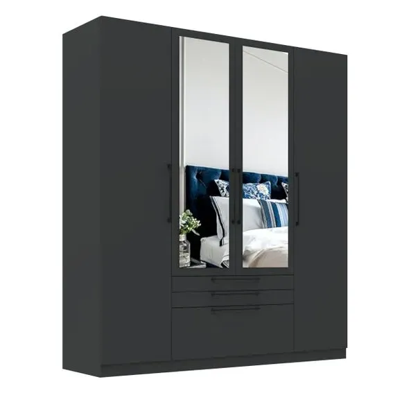 4-Door Wardrobe with 3 Drawers - Anthracite