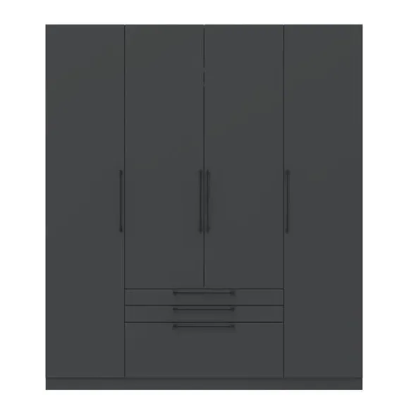 4-Door Wardrobe with 3 Drawers - Anthracite