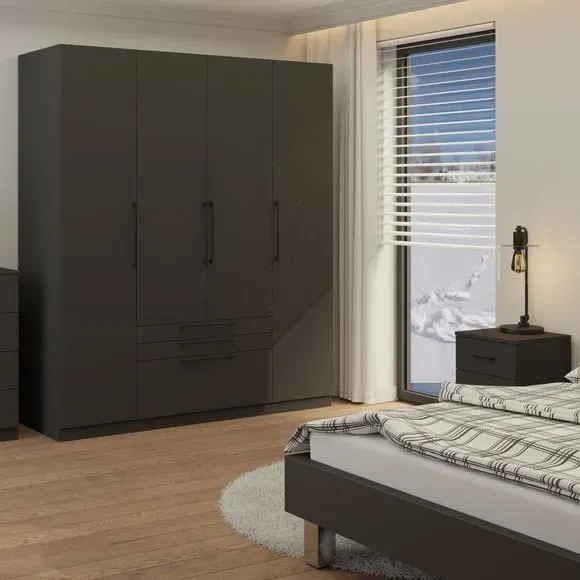 4-Door Wardrobe with 3 Drawers - Anthracite image