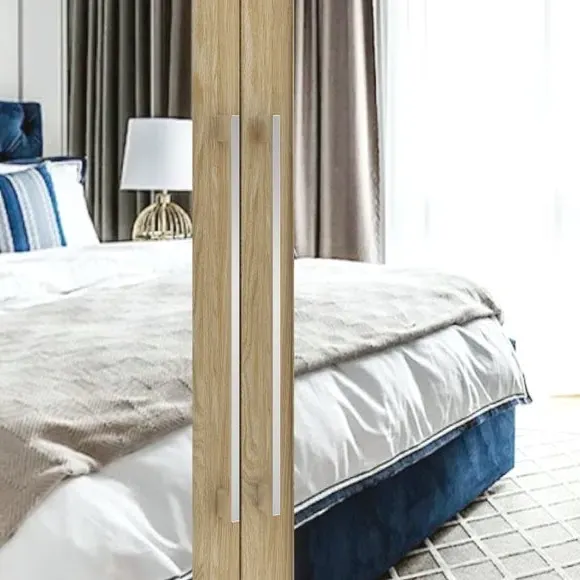 4-Door Wardrobe with 3 Drawers - Oak Effect