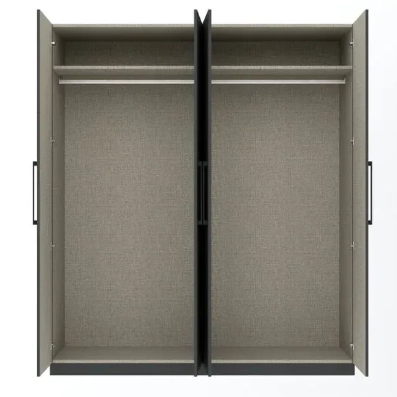 4-Door Wardrobe with Adjustable Storage - Grey