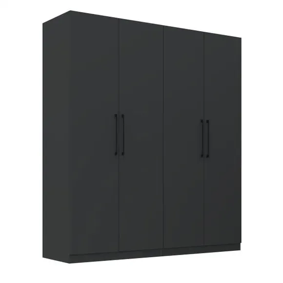 4-Door Wardrobe with Adjustable Storage - Grey