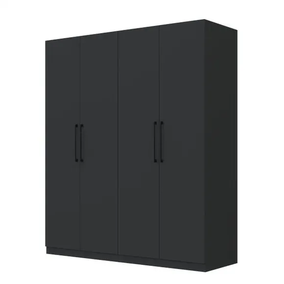 4-Door Wardrobe with Adjustable Storage - Grey