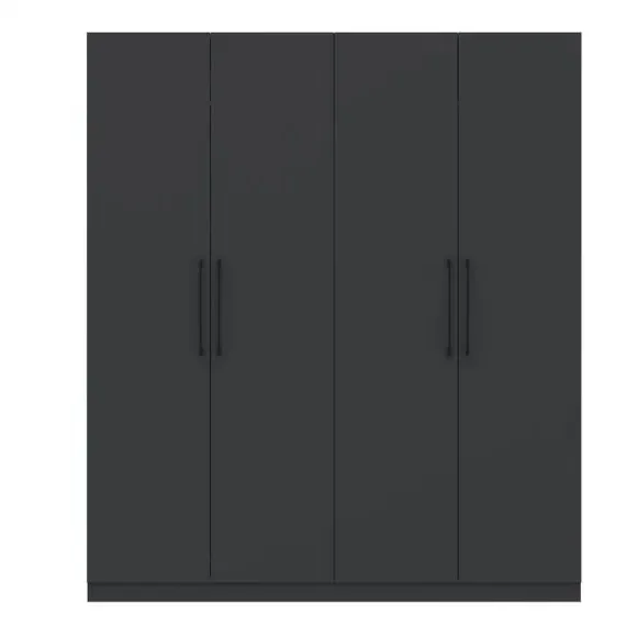 4-Door Wardrobe with Adjustable Storage - Grey image