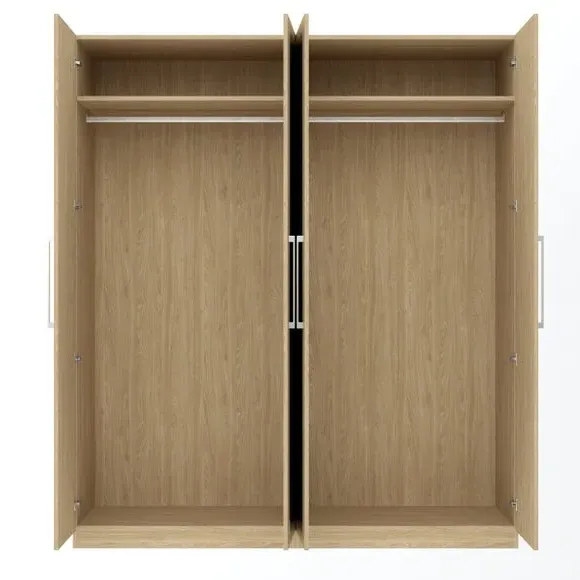 4-Door Wardrobe with Adjustable Storage - Oak