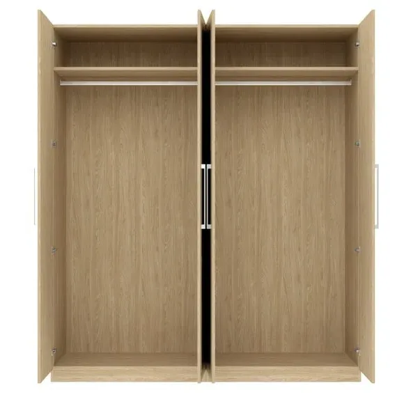 4-Door Wardrobe with Adjustable Storage - Oak