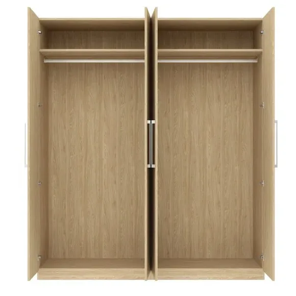 4-Door Wardrobe with Adjustable Storage - Oak