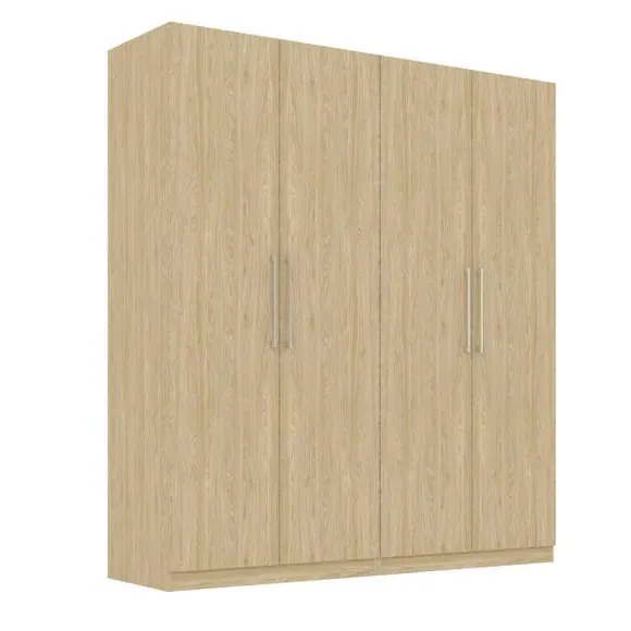 4-Door Wardrobe with Adjustable Storage - Oak