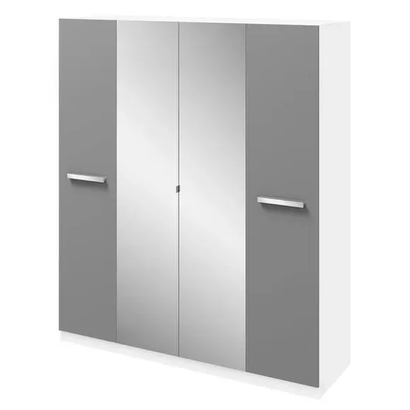 4-Door Wardrobe with Drawers - Grey