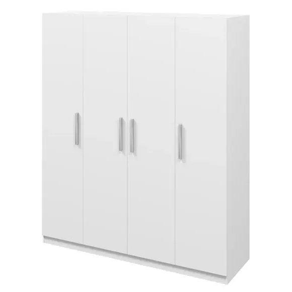 4-Door Wardrobe with Drawers - White