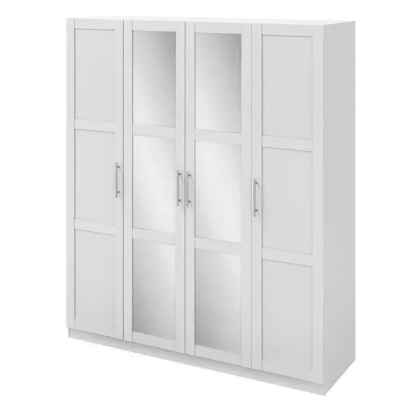 4-Door Wardrobe with Shelving - White