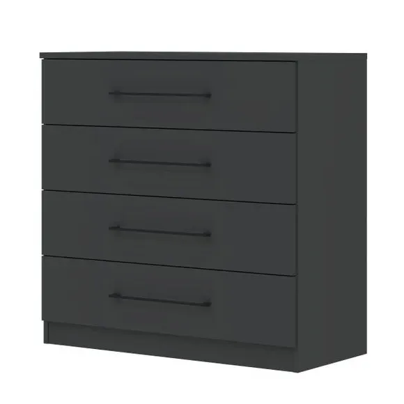 4-Drawer Chest with Bar Handles - Anthracite