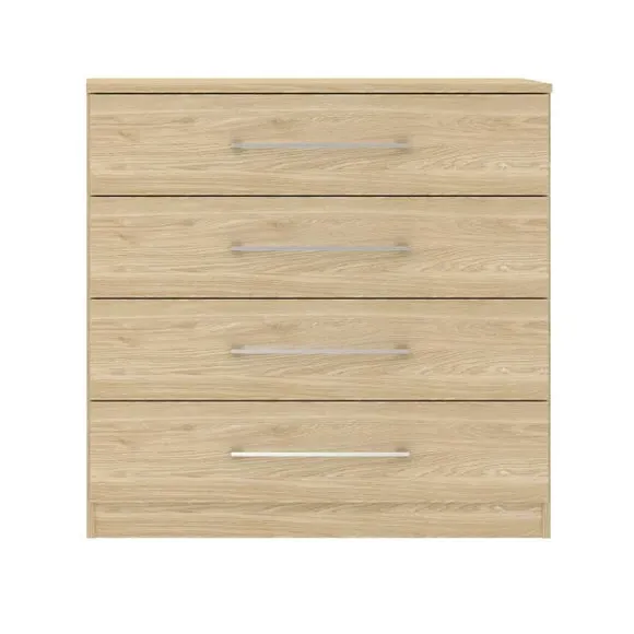 4-Drawer Chest with Bar Handles - Oak Effect