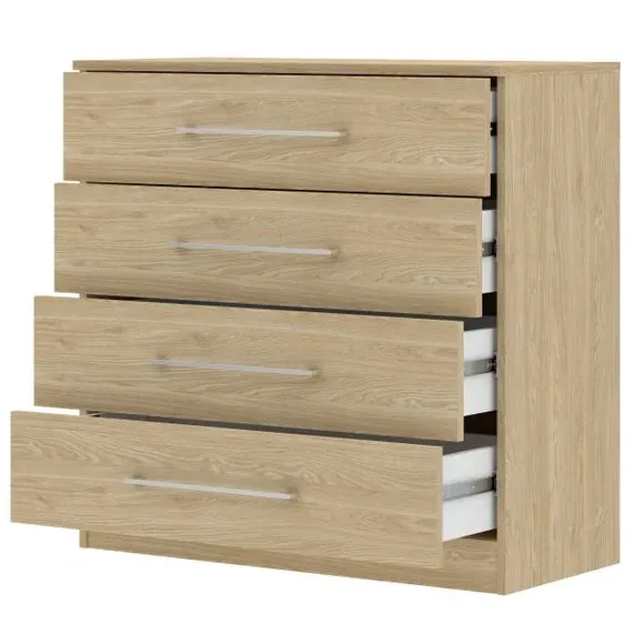 4-Drawer Chest with Bar Handles - Oak Effect