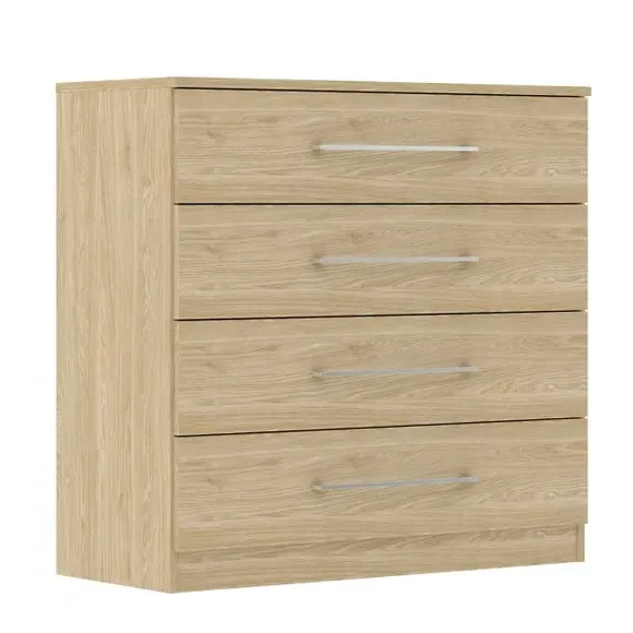 4-Drawer Chest with Bar Handles - Oak Effect