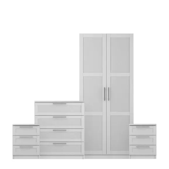 4-Piece Bedroom Set with Wardrobe - White image