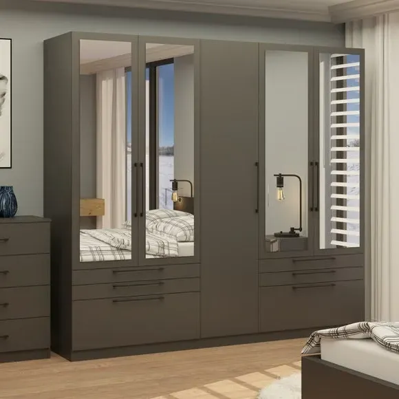 5-Door Wardrobe with 6 Drawers - Anthracite