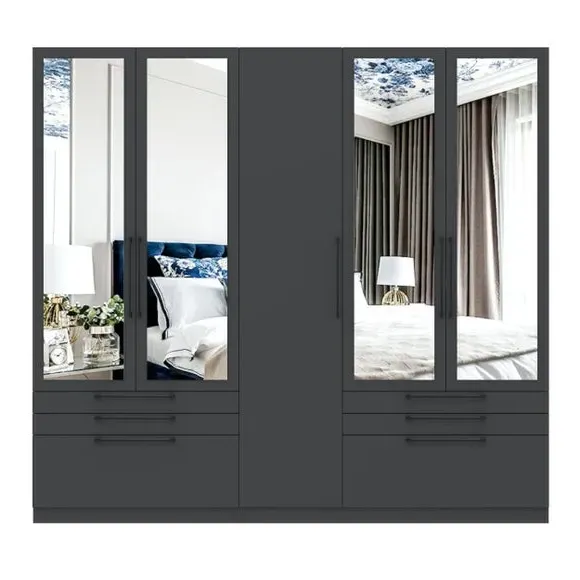 5-Door Wardrobe with 6 Drawers - Anthracite