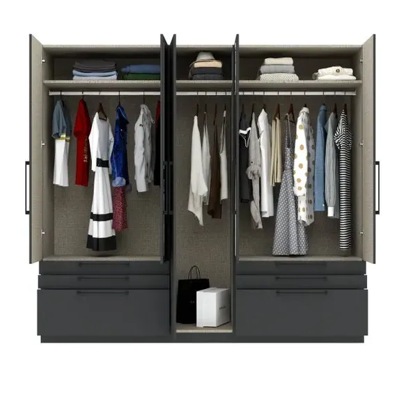 5-Door Wardrobe with 6 Drawers - Anthracite
