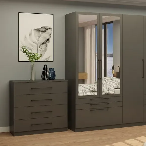 5-Door Wardrobe with 6 Drawers - Anthracite
