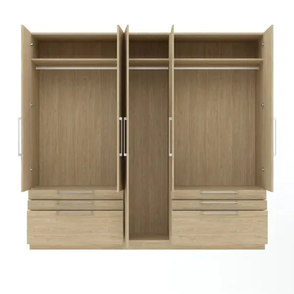5-Door Wardrobe with 6 Drawers - Oak Effect