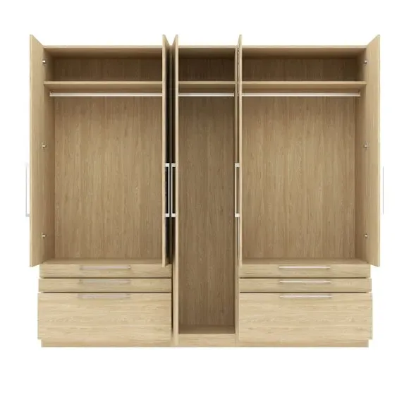 5-Door Wardrobe with 6 Drawers - Oak Effect