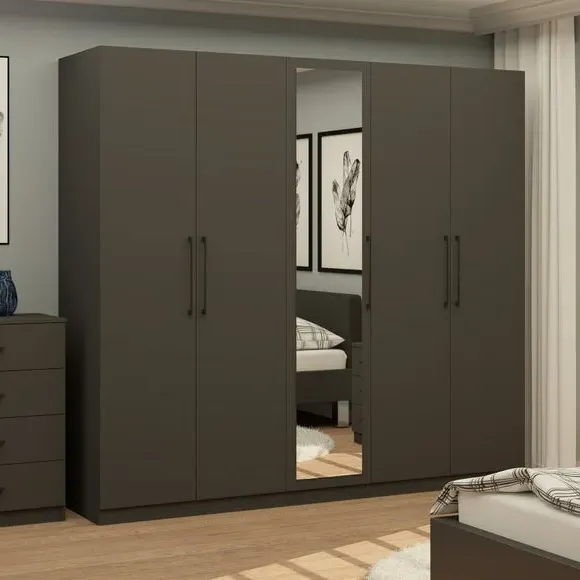 5-Door Wardrobe with Adjustable Storage - Anthracite
