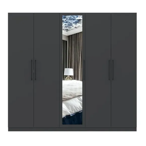 5-Door Wardrobe with Adjustable Storage - Anthracite
