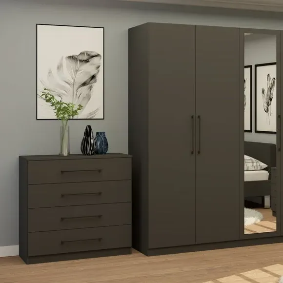 5-Door Wardrobe with Adjustable Storage - Anthracite