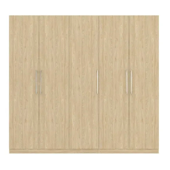 5-Door Wardrobe with Adjustable Storage - Oak Effect