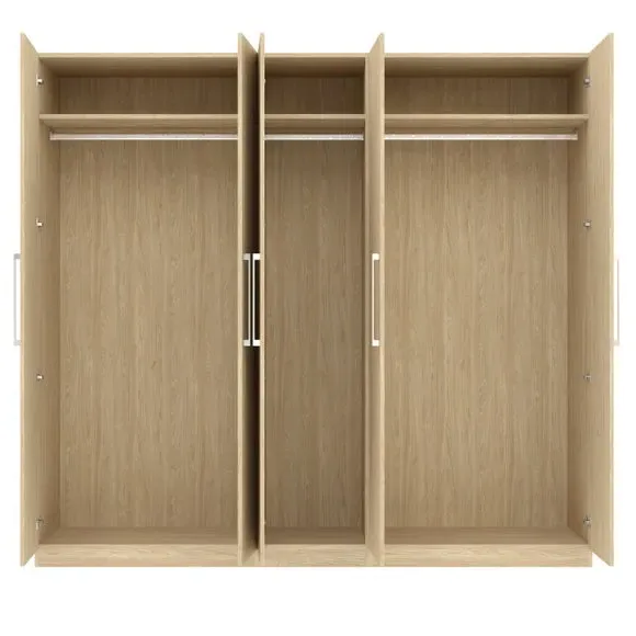 5-Door Wardrobe with Adjustable Storage - Oak Effect