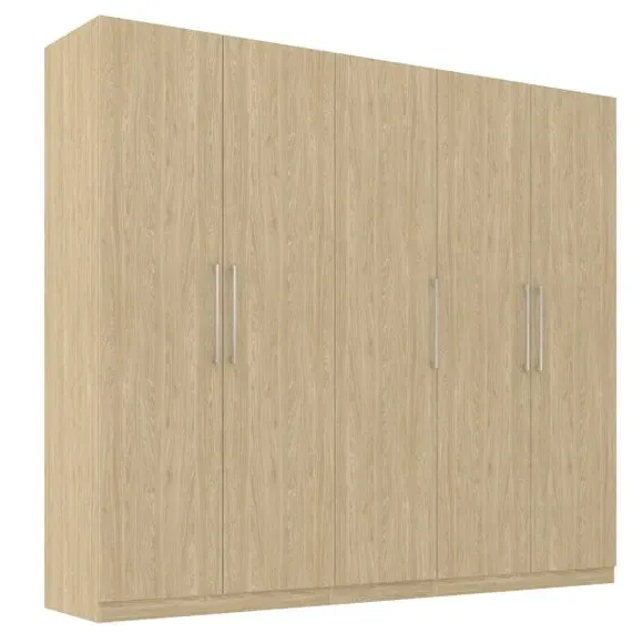 5-Door Wardrobe with Adjustable Storage - Oak Effect