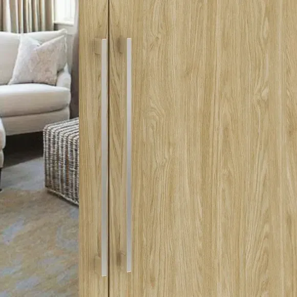 5-Door Wardrobe with Adjustable Storage - Oak Effect