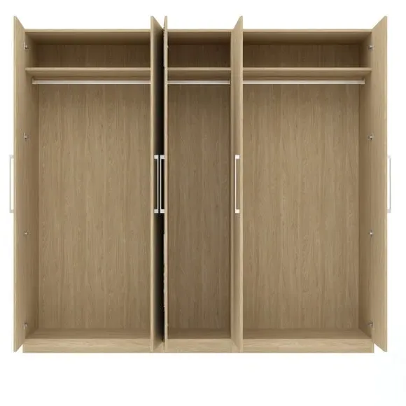 5-Door Wardrobe with Adjustable Storage - Oak Effect