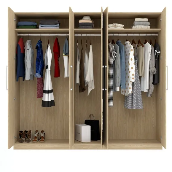 5-Door Wardrobe with Adjustable Storage - Oak Effect