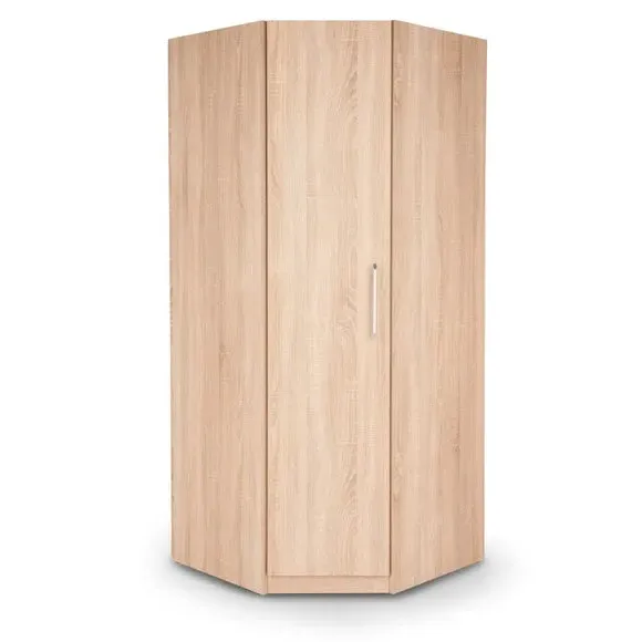 Corner Wardrobe with Mirror - Natural, Oak Effect image