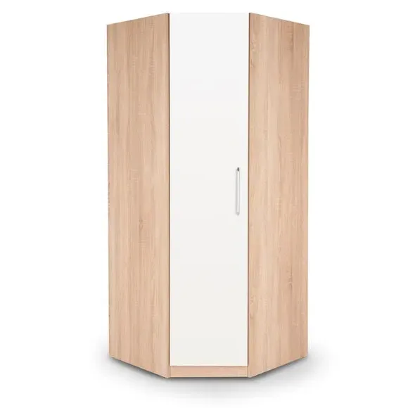 Corner Wardrobe with Mirror - Natural, Oak Effect image