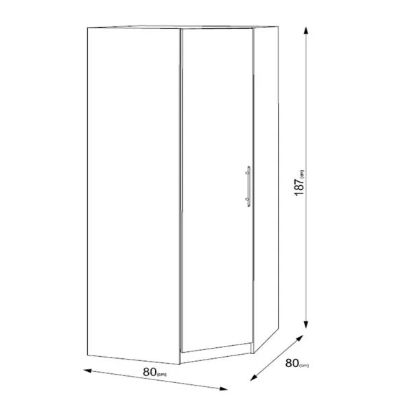 Corner Wardrobe with Mirror - White, High-Gloss